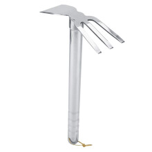 Mini Garden Rake Hand Cultivator with Rubber Handle, HeatTreated Steel for Fast Soil Aeration
