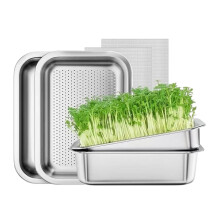Stainless Steel Sprouting Tray Rustproof Large Capacity Seed Sprouter for Kitchen Microgreens