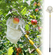 Fruit Picker Tool with Telescopic Extendable Pole, Non Slip Grip Handle and Large Bag, 9.8 ft