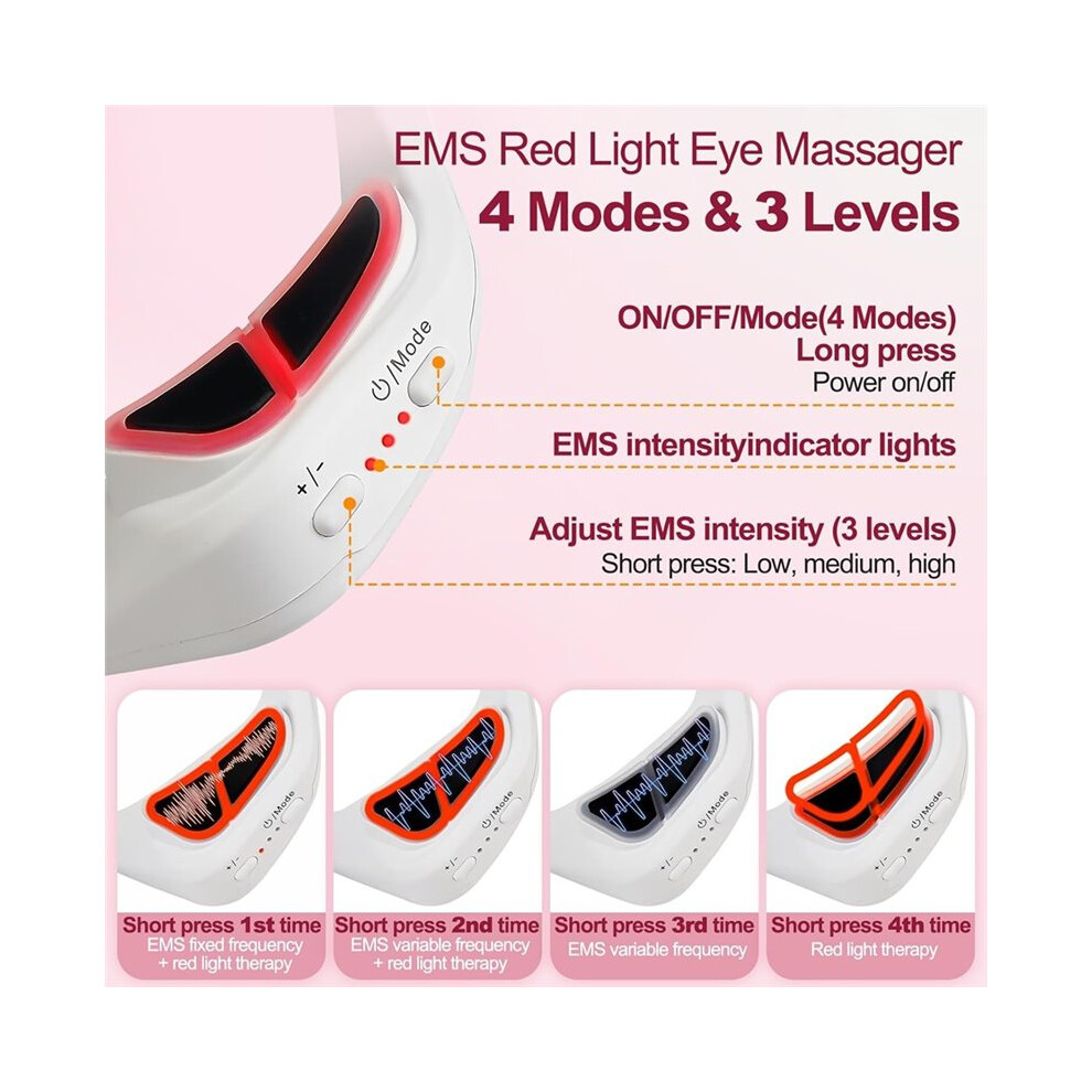 Red/Light Under Eye Therapy Device Therapy Glasses 4 Modes Microcurrent Eye Massager For Relieve Eye Bags