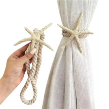 2-Pack Coastal Beach Theme Starfish Curtain Tiebacks, Nautical Rope Holdbacks for Home Decor