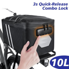 NEWBOLER Waterproof Bicycle Rear Bag with Combination Lock, Large Capacity MTB Bike Rack Bag for Cycling and Travel