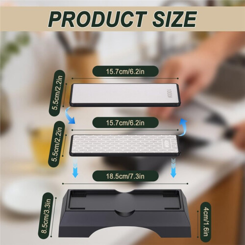 Dual-Grit Diamond Sharpening Stone, 400/1000 Grit with Non-Slip Base for Precision Blade Sharpening 1