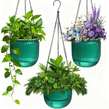 Self Watering Hanging Planters 3 Pack 6.5In Clear Flower Pots with Drainage and Visible Water Level for Indoor Outdoor Plants