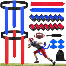 Flag Football Belts Set, 14 Player Adjustable Flags with 42 Flags.Training Cones, Football for Kids Youth Adults