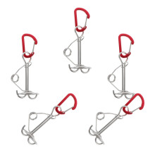 5pcs Aluminum Alloy Tent Anchors with Carabiners, Windproof Camping Tent Stakes for Quick Setup