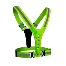LED Reflective Vest with 360 LED Visibility, USB Rechargeable Safety Harness for Running Cycling, Green
