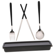 Travel Utensil Set with Case, Reusable Stainless Steel Fork Spoon Chopsticks for Camping and Lunch Box