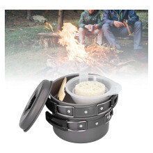 Camping Cookware Set with Large Capacity Pot, All‑in‑One Outdoor Cooking Kit for Hiking Backpacking Picnics