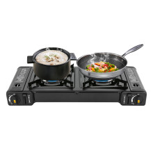 2 Burner Portable Camping Stove with Carrying Case, Auto Ignition Dual Burner Gas Stove for Outdoor Cooking