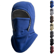 Winter Hat and Face Mask 2in1 Windproof Thermal Beanie with Neck Warmer for Outdoor Activities Navy Blue