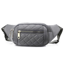 Women Waterproof Plaid Waist Bag with MultiPocket Storage Adjustable Strap Crossbody Fanny Pack Grey