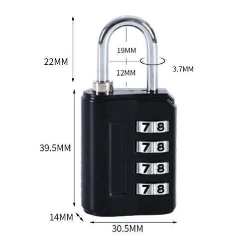 Travel Luggage Padlock 4Digit Security Code Yellow Durable Metal Lock for Suitcase Dormitory Cabinet 1