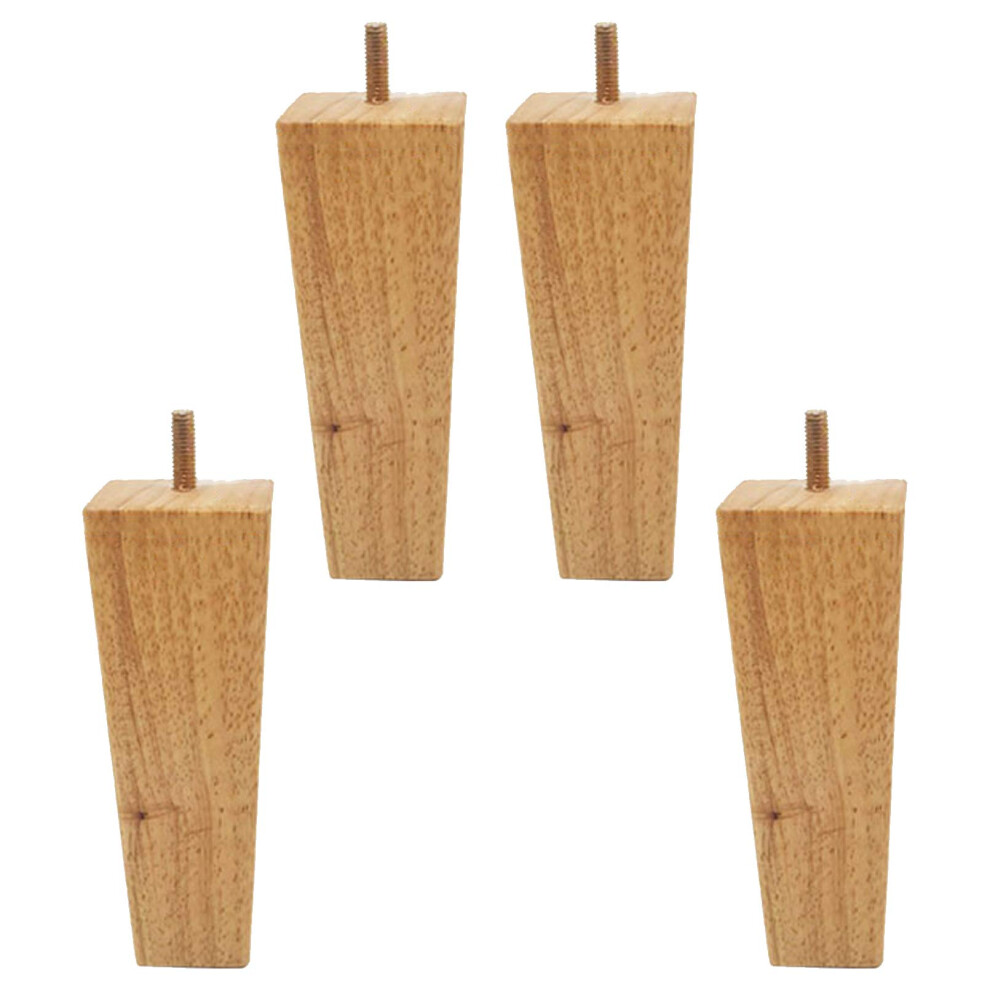Set Of 4 Solid Oak Furniture Legs 20Cm, Modern Square Cone Wood Sofa Legs With M8 Screws, Midcentury Style 9771547705659