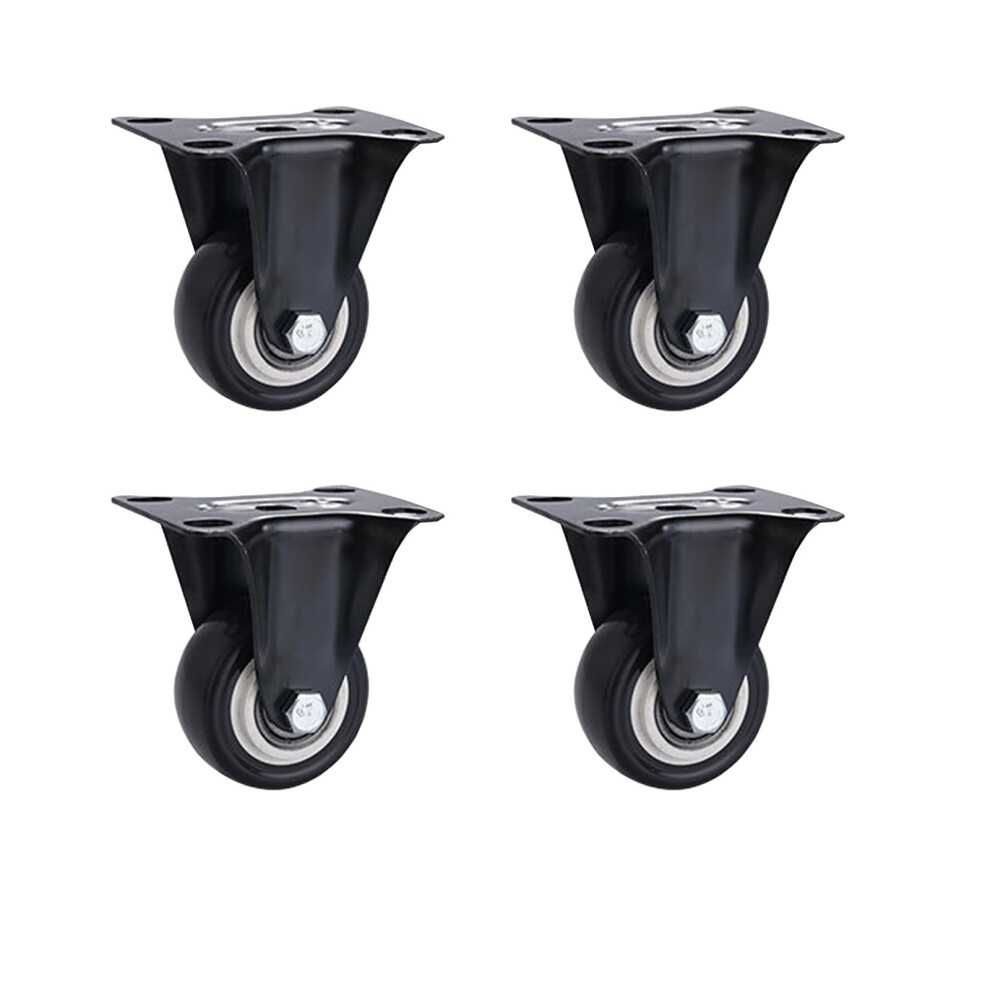 2.5 Inch Black Industrial Caster Wheels Set, Heavy Duty Polyurethane Swivel Casters With Brake, Double Bearing Design, Low Noise Operation 9330225172659