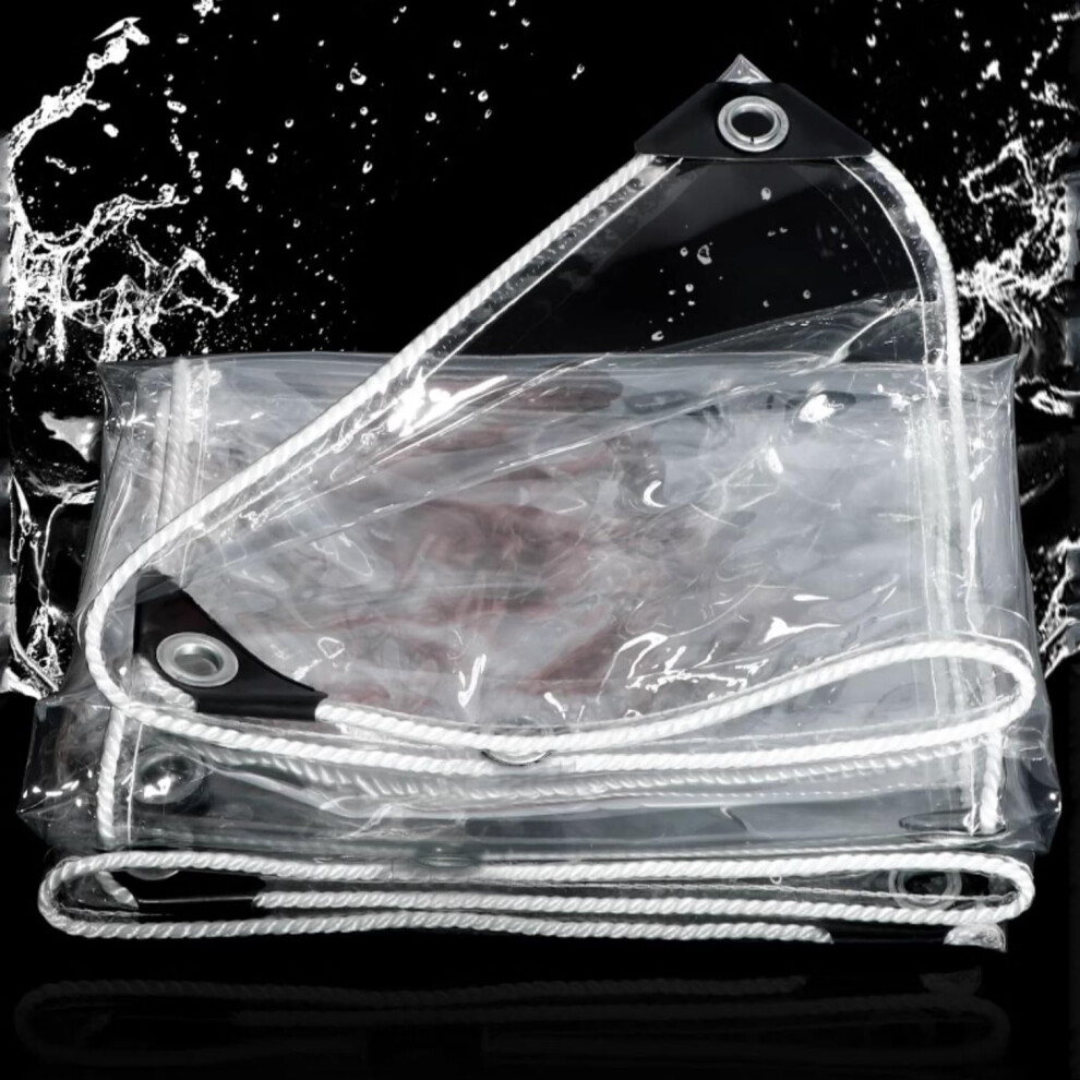 Clear Waterproof Tarpaulin 0.35Mm Heavy Duty Transparent Pvc Tarp With Eyelets For Outdoor Garden 7.5Ft X 6.6Ft 9092120331196