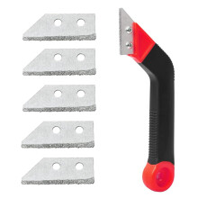 Grout Removal Tool with 5 Replacement Blades, Diamond Grit Cutter for Tile Joints, Ergonomic Grip