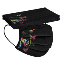 10pc Cute Butterfly Printed Disposable Face Mask for Women, Three Ply Breathable Design with Nose Wire