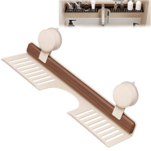 Bathroom Suction Shelf No Drill Wall Mounted Over Faucet Storage Rack with Fast Drain, White 50cm