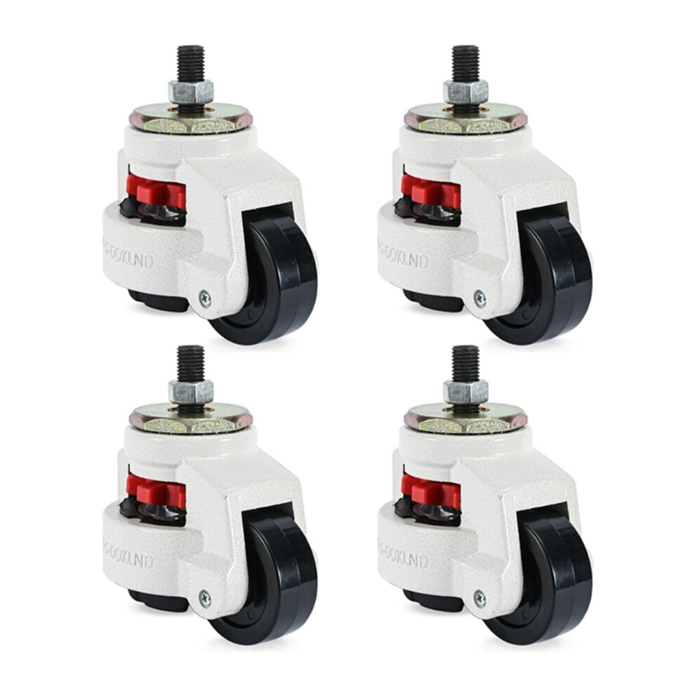 4Pcs Gdâ40Sâ3/8 Adjustable Nylon Leveling Caster Wheels With Nbr Pad, M8 Stem Mounted, 220 Lbs Capacity 9073542851073