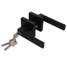 Black Aluminum Lever Door Lock Handle Set with Keyed Security Lock for Bedroom and Bathroom Doors
