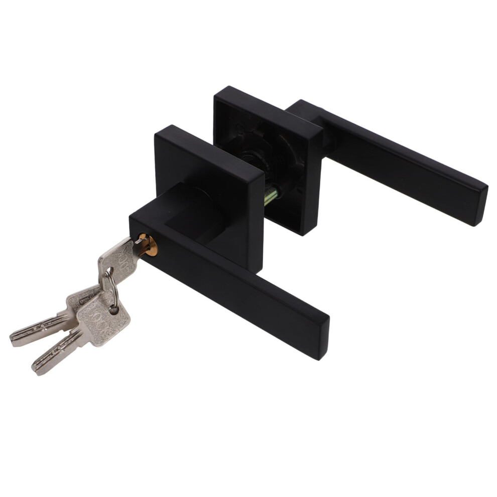 Black Aluminum Lever Door Lock Handle Set With Keyed Security Lock For Bedroom And Bathroom Doors 9073542851035
