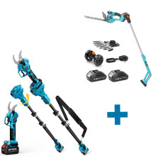 Brushless 2in1 Cordless Pole Hedge Trimmer with Telescopic Extension and DualAction Blade for Yard