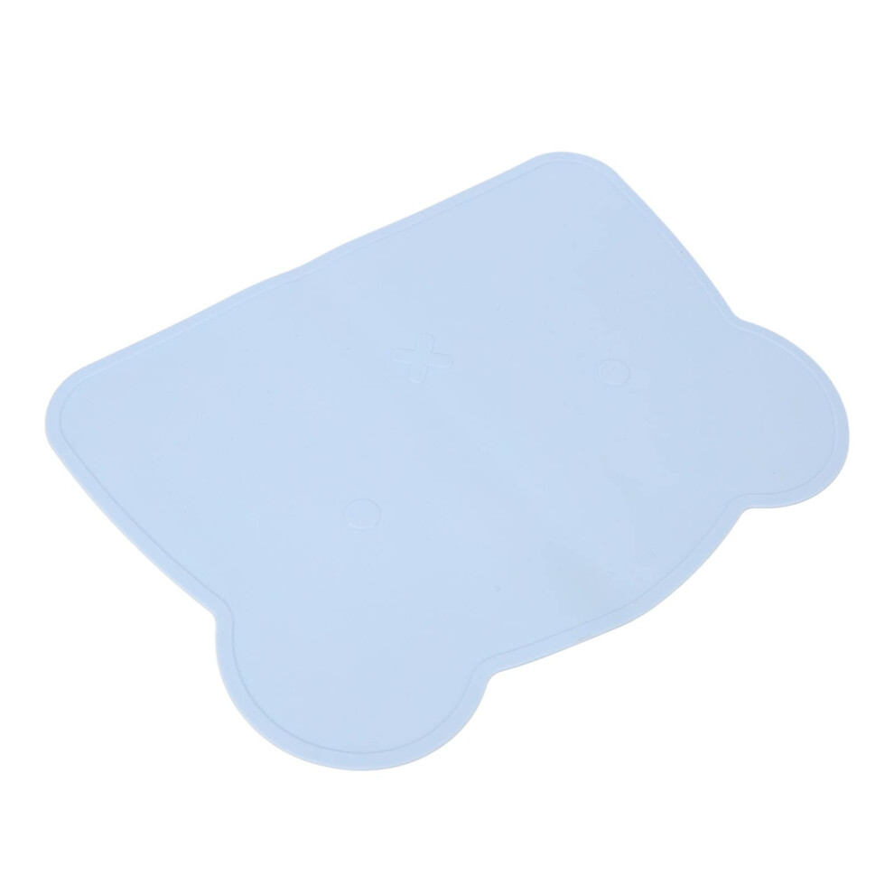 Silicone Placemats for Toddlers 14.4x10.4in Non Slip Bear Shaped Dining Table Mat Easy Clean Heat Resistant Blue