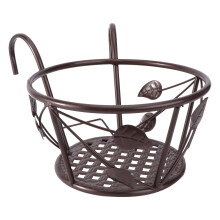 Wrought Iron Hanging Flower Pot Holder with Hook for Balcony Railing, Garden Fence and Porch Decor