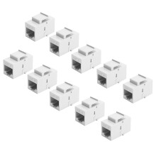 10 PeçAs Conector RJ45  Jack Cat6 ExtensãO Acoplador Rede Ethernet LAN Cat 6 Acoplador Jacks Extend Adapter, Branco