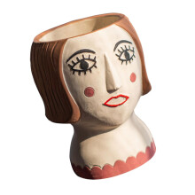 Vintage Cement Succulent Planter French Woman Bust Flowerpot with Drainage Hole for Home Decor