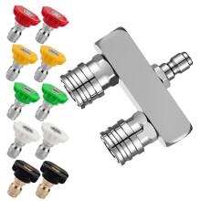 Dual Pressure Washer Nozzle 2‑in‑1 5000 PSI Stainless Steel Quick Connect Tip Set for Car and Driveway Cleaning
