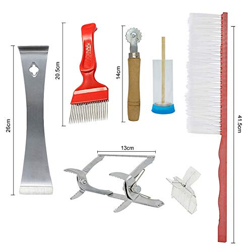 7 Piece Beekeeping Tools Set for Beginners, Complete Bee Equipment Kit with Hive Tool and Queen Catcher 2