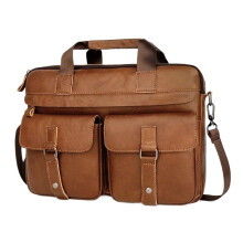 Leather Briefcase for Men Vintage Leather 14 Inch Laptop Bag Brown Executive Office Style