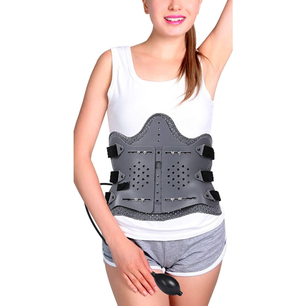 Posture Corrector Lumbar Spine Brace with Adjustable Compression Support, Breathable Mesh, Grey1 Small
