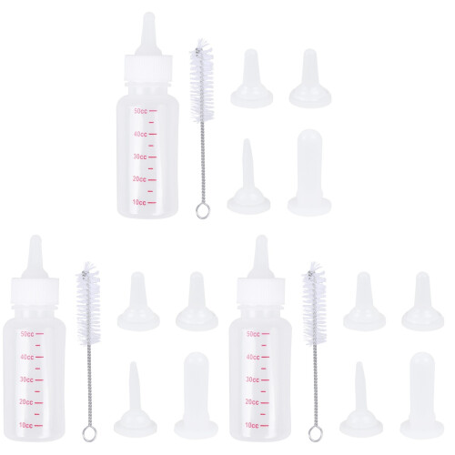 3Sets Weißes Haustier-Nuckel Fläschchen Mit Silikon Für