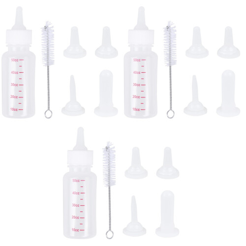 3Sets Weißes Haustier-Nuckel Fläschchen Mit Silikon Für 1