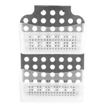 2Pcs Black PP Bathroom Storage Basket Hanging Organizer for Toiletries