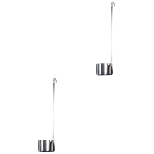 2Pcs Stainless Steel Wine Spoon with Long Handle Hanging Hook Silver 1