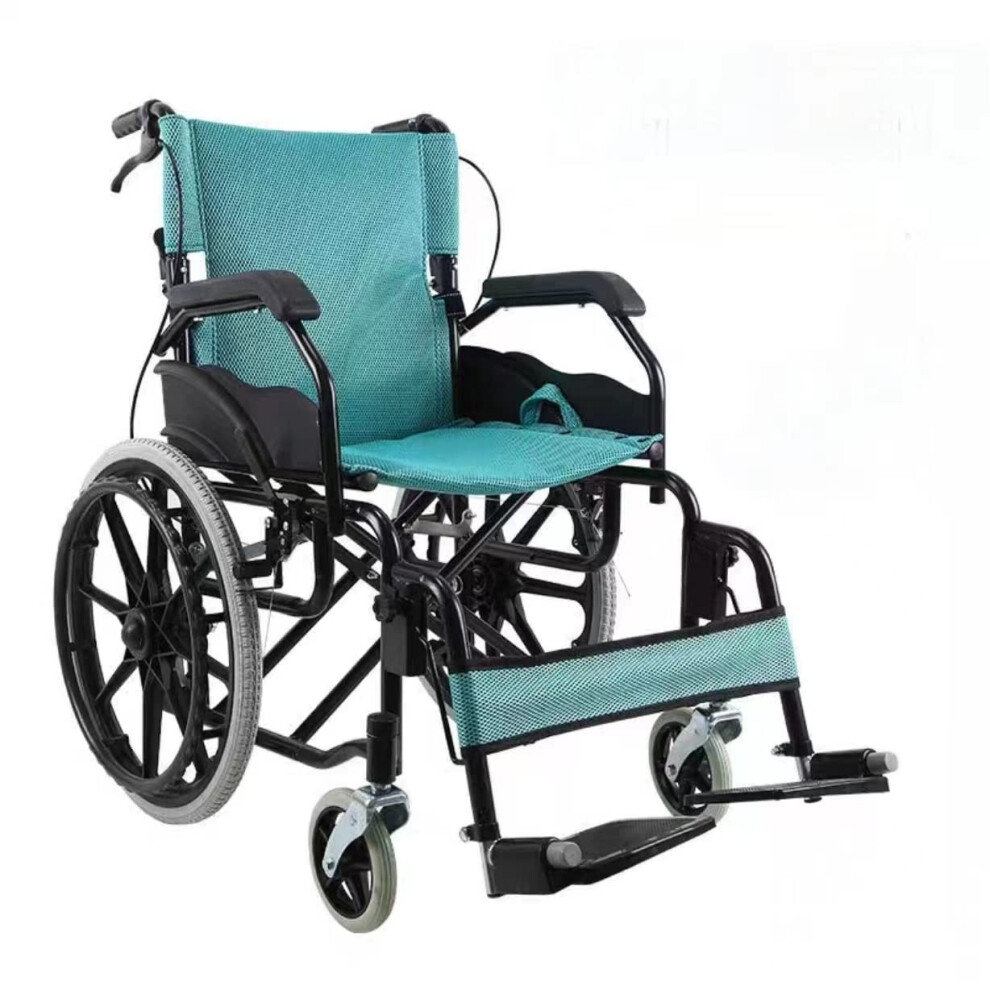 Lightweight Folding Wheelchair with Removable Footrests and Brakes, Compact Travel Chair Color D