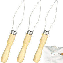 3 Pack Button Hook for Seniors with Ergonomic Wooden Handle, One Hand Dressing Aid for Shirts and Coats