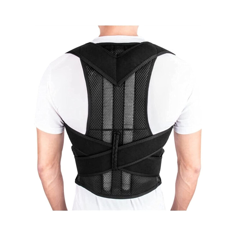 Black Posture Corrector Back Support Brace Adjustable Shoulder And Lumbar Spine Belt For Adults Xxlarge