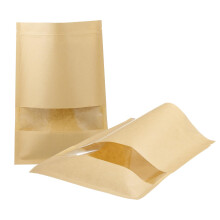 30 Pack Brown Kraft Paper Pouch 12x8 Inch Resealable Coffee Bags with Clear Window for Food Storage