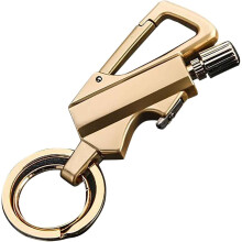 Waterproof Permanent Match Fire Starter Keychain with Durable Metal Body and Bottle Opener (Gold)