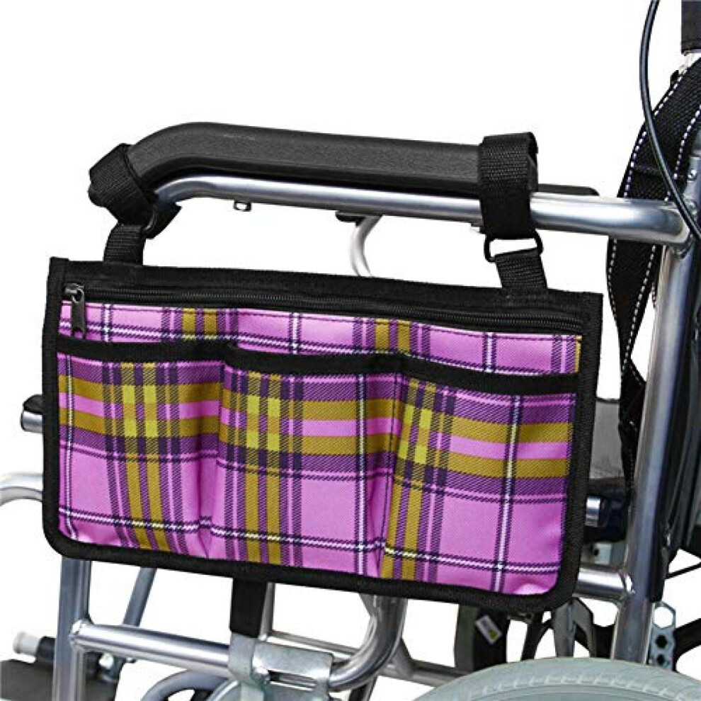 Wheelchair Side Bag Armrest Organizer with Dedicated Phone Pocket, Fits Scooters and Walkers