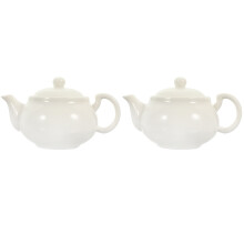 2Pcs Compact White Ceramic Teapots for Tea Making At Home