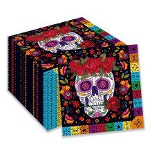 40PCS Day of the Dead Napkins with Floral Skull Design, Mexican Fiesta Paper Napkins for Party Decor