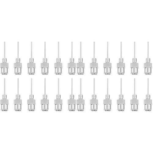 24Pièces Aiguilles Distributeur Inox Pointe Émoussée Argent 1