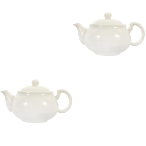 2Pcs Compact White Ceramic Teapots for Tea Making At Home 1
