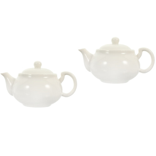 2Pcs Compact White Ceramic Teapots for Tea Making At Home 2
